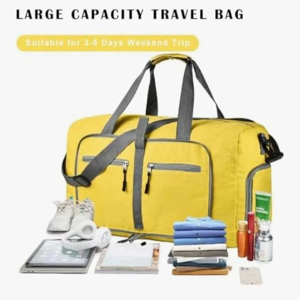 DIMAYAR Yellow and Gray Unisex Duffel Travel Bag
